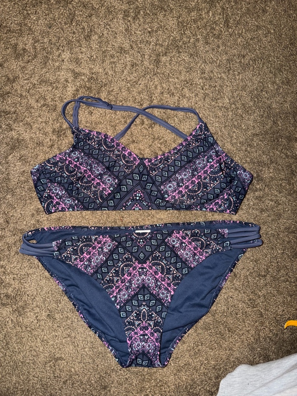 Women’s Navy & Pink Patterned Bikini Set